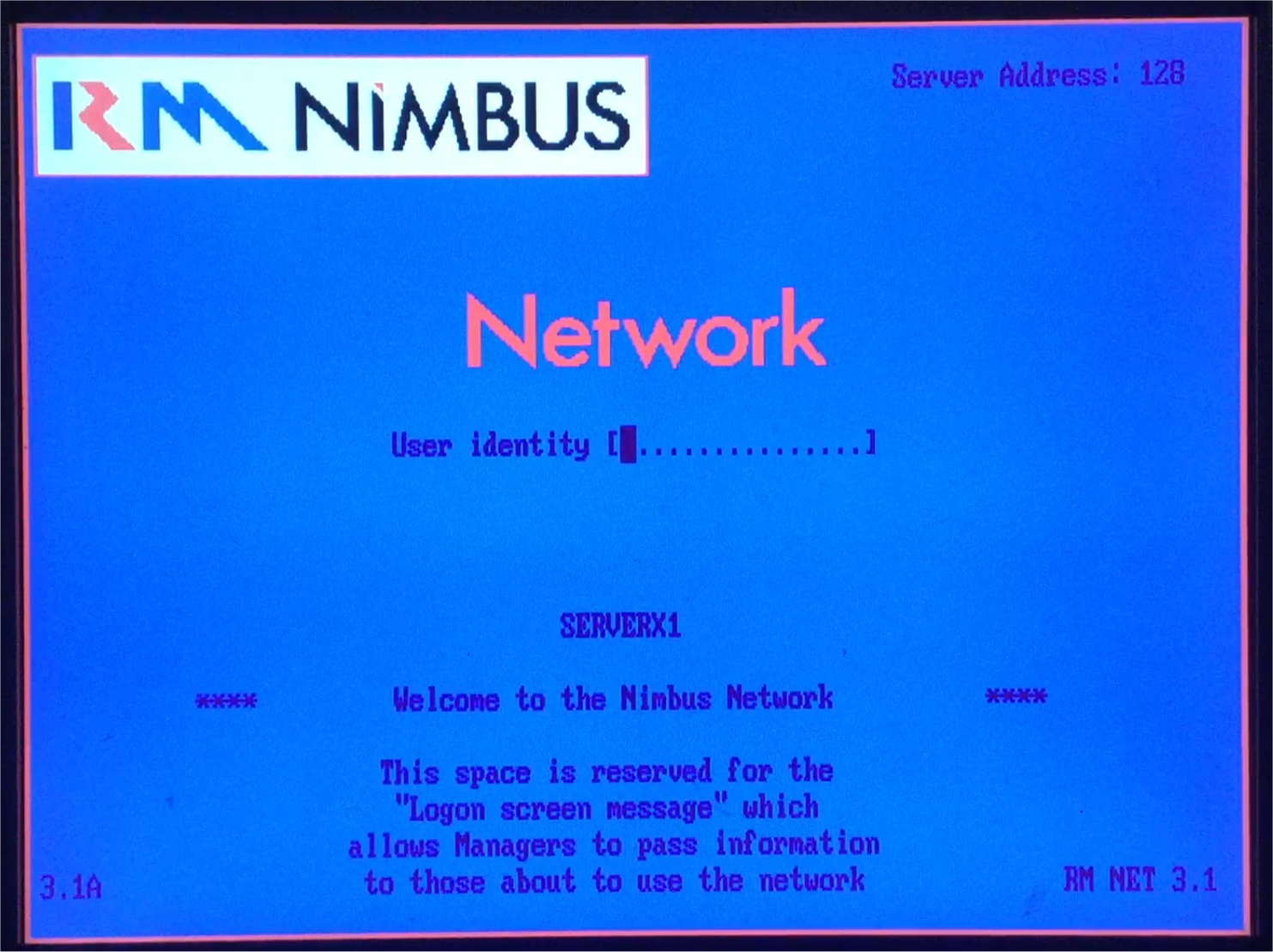 RM Nimbus login screen